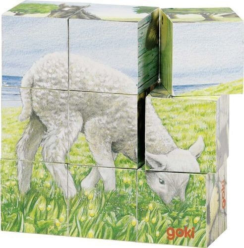 Goki Bricks кубик с изображениями сельскохозяйственных животных, 9 шт. (57607)