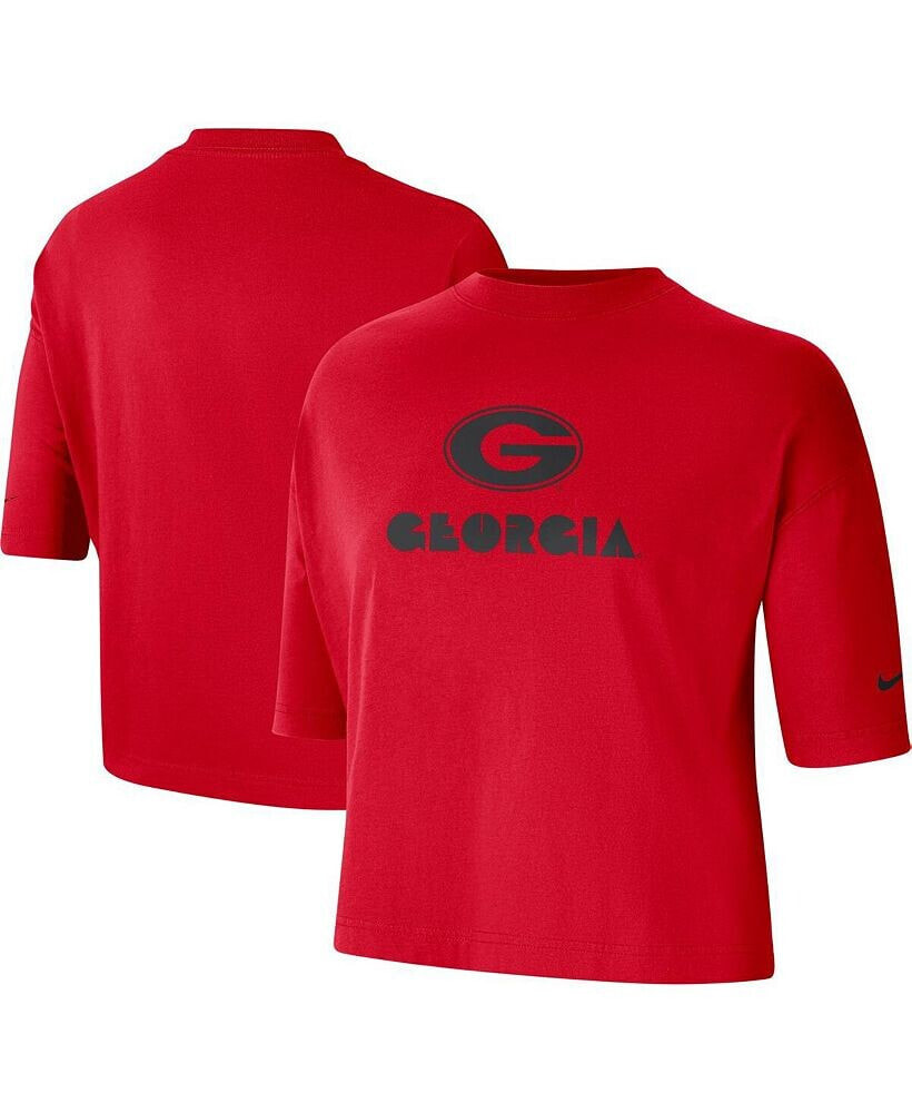 Nike women's Red Georgia Bulldogs Crop Performance T-shirt
