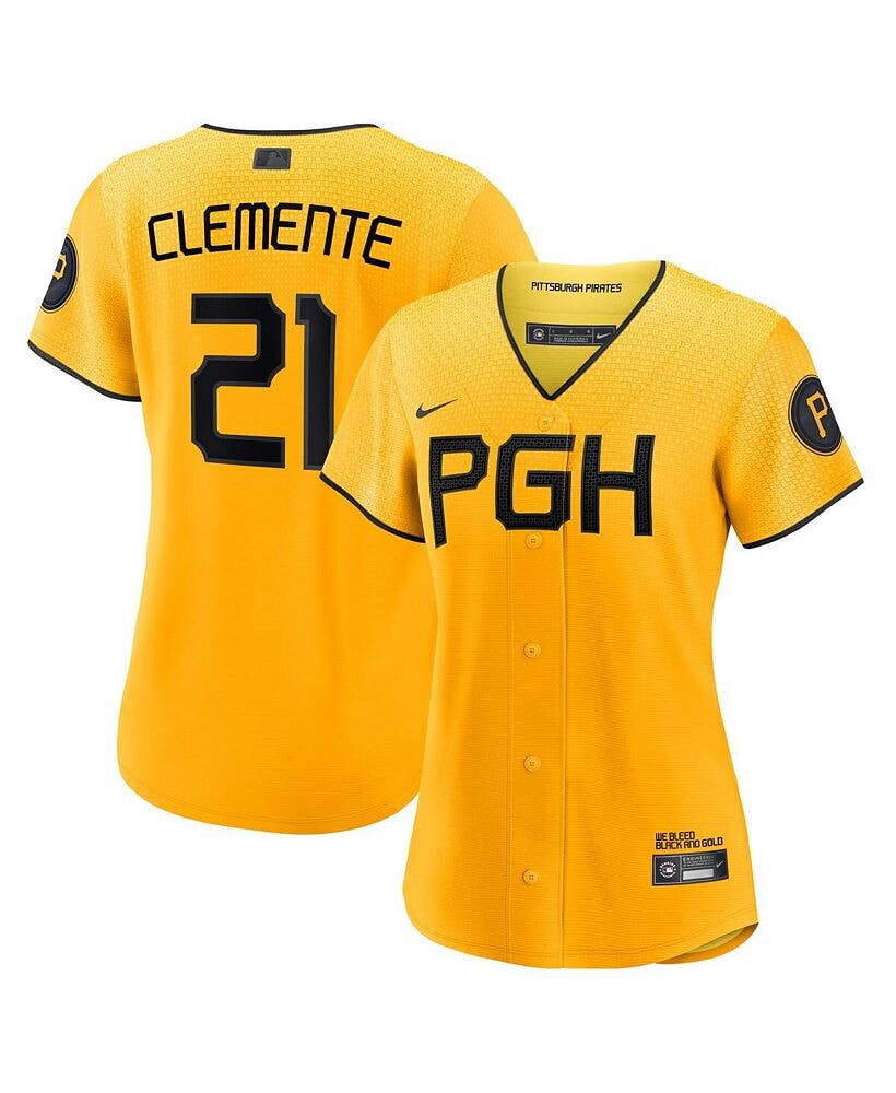 Nike women's Roberto Clemente Gold Pittsburgh Pirates 2023 City Connect Replica Player Jersey