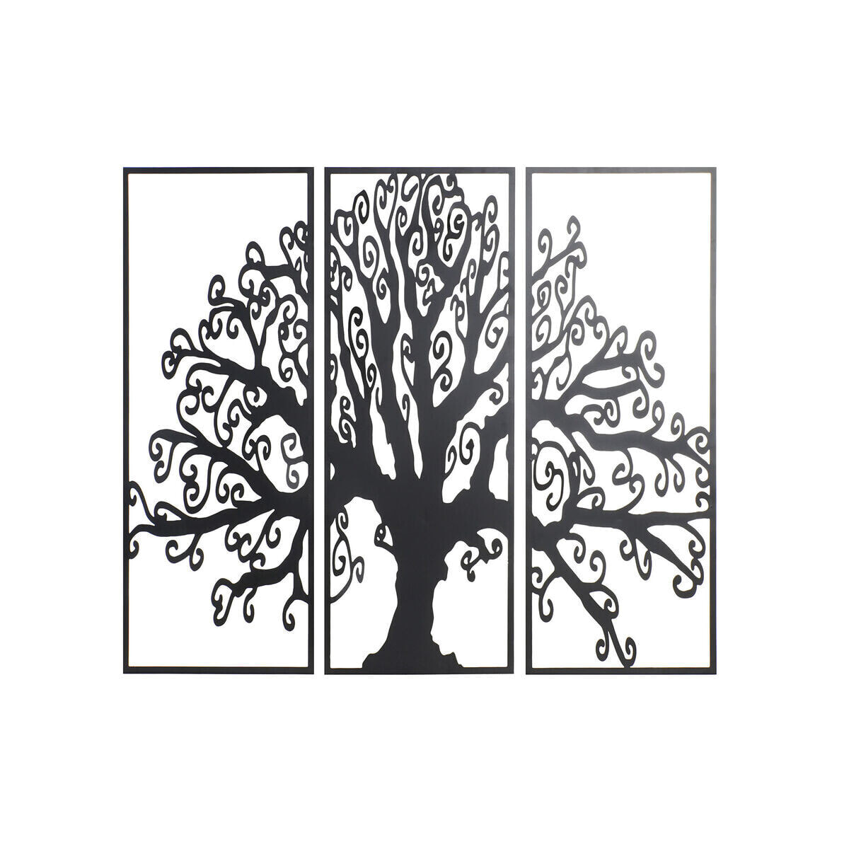 Настенный декор DKD Home Decor 3 Предметы Чёрный Дерево Металл (105 x 1,3 x 91 cm)
