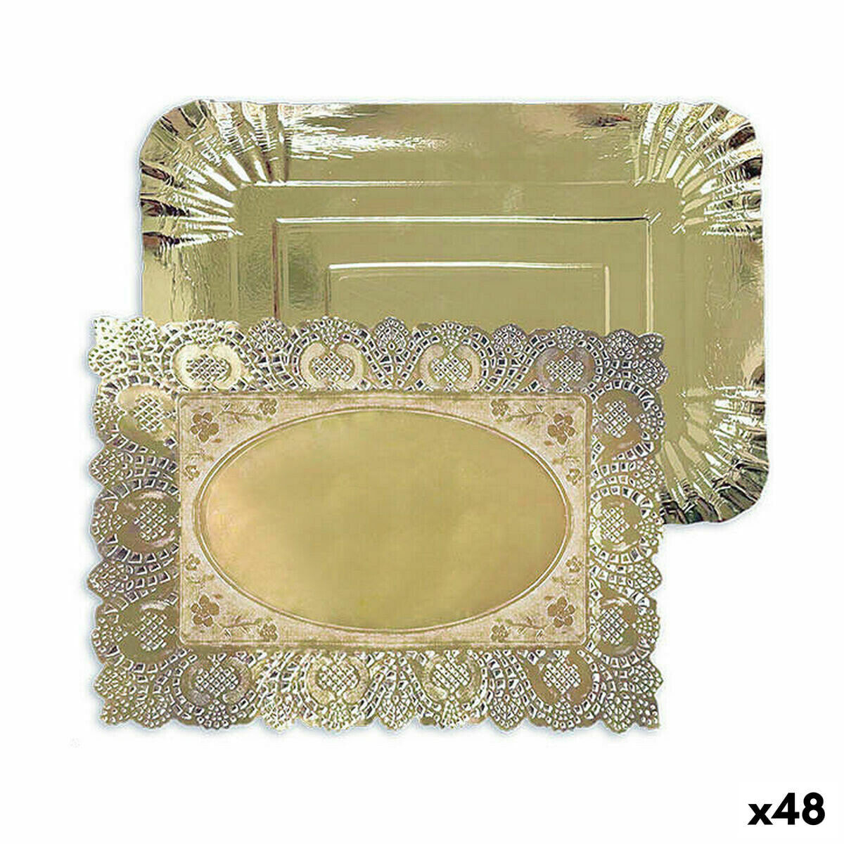 Snack tray Algon Golden Rectangular 23 x 29,5 x 1 cm (48 Units)