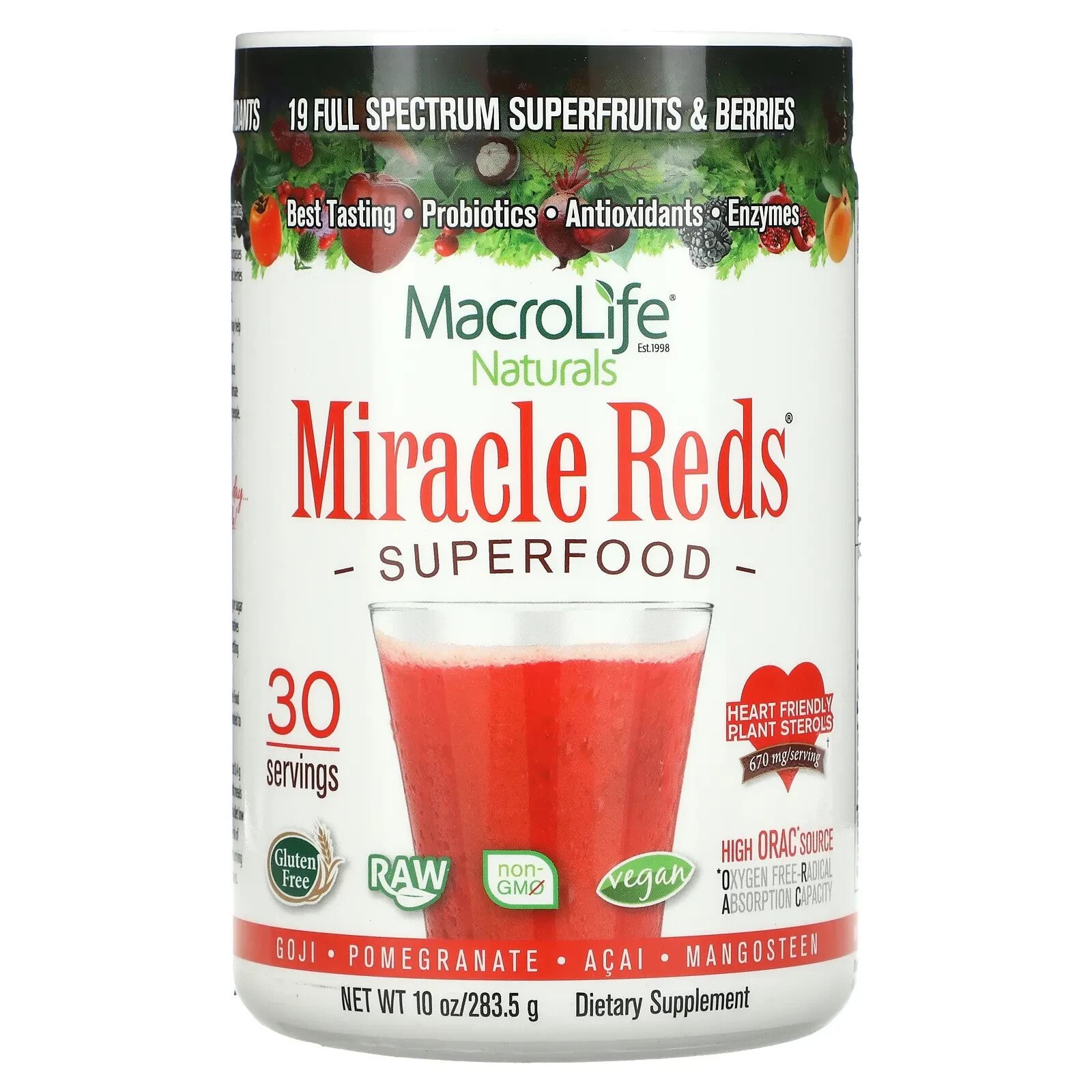 Miracle Reds, Superfood, Goji, Pomegranate, Acai, Mangosteen, 0.3 oz (9.5 g)