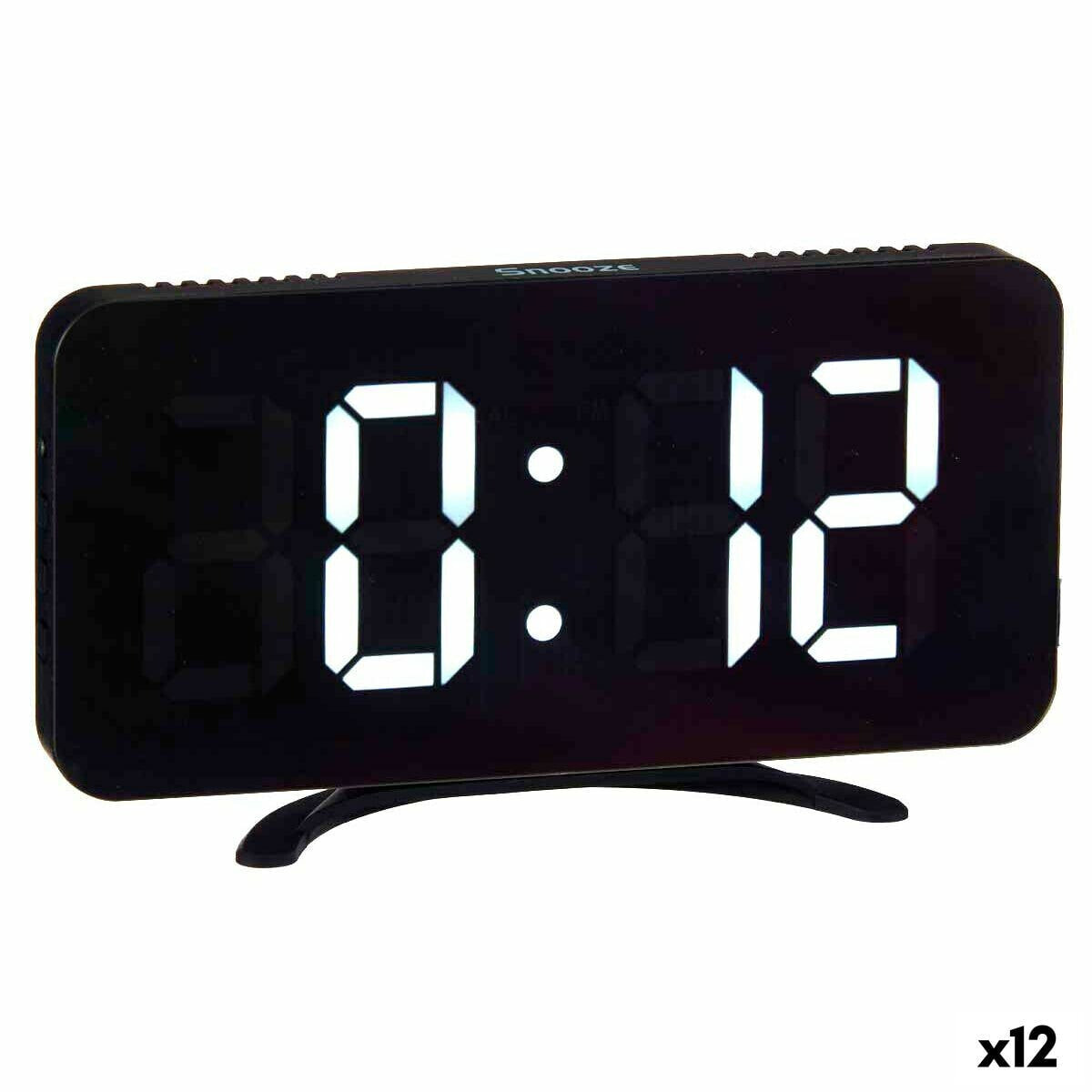 Настольные цифровые часы Чёрный ABS 15,7 x 7,7 x 1,5 cm (12 штук)