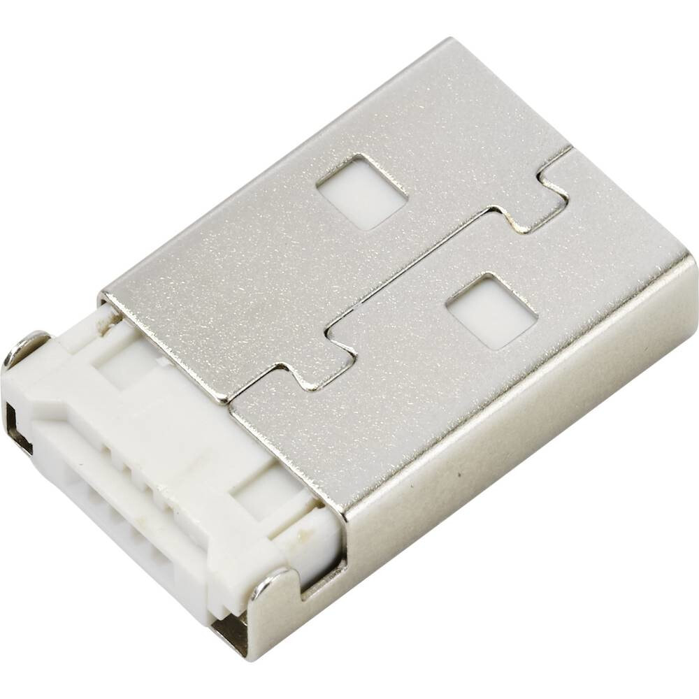 Conrad Electronic SE Conrad TC-9741692 - USB 2.0 USB-A plug - Stainless steel - White - Female - Iron - Nickel - Plastic - 30 V - 1.5 A