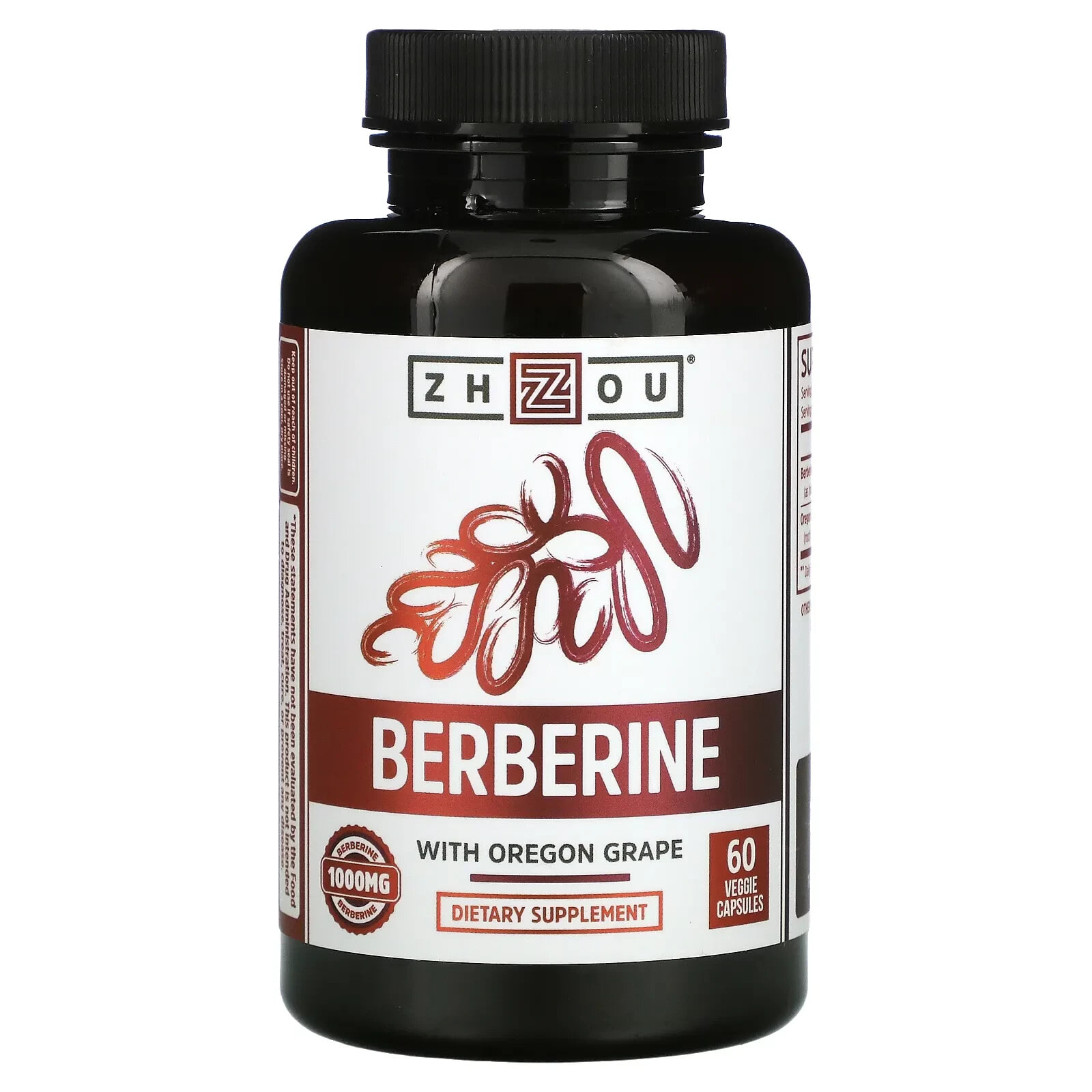 Berberine with Oregon Grape, 1,000 mg, 60 Veggie Capsules (500 mg per Capsule)