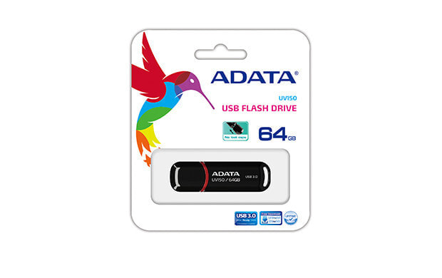 ADATA 64GB DashDrive UV150 USB флеш накопитель USB тип-A 3.2 Gen 1 (3.1 Gen 1) Черный AUV150-64G-RBK