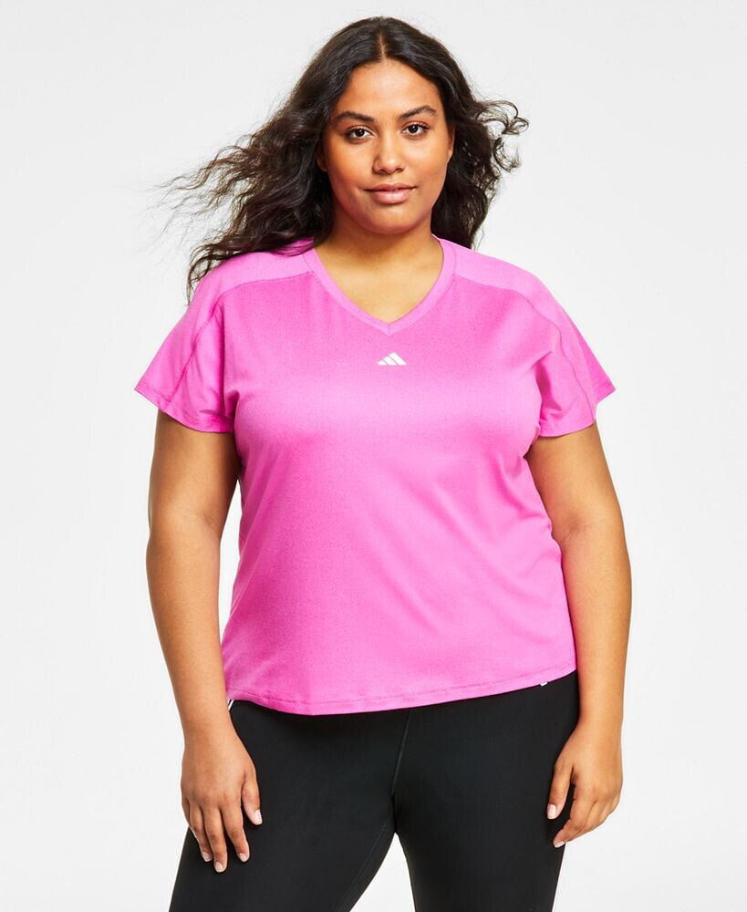 adidas plus Size Train Essentials V-Neck Short-Sleeve Tee