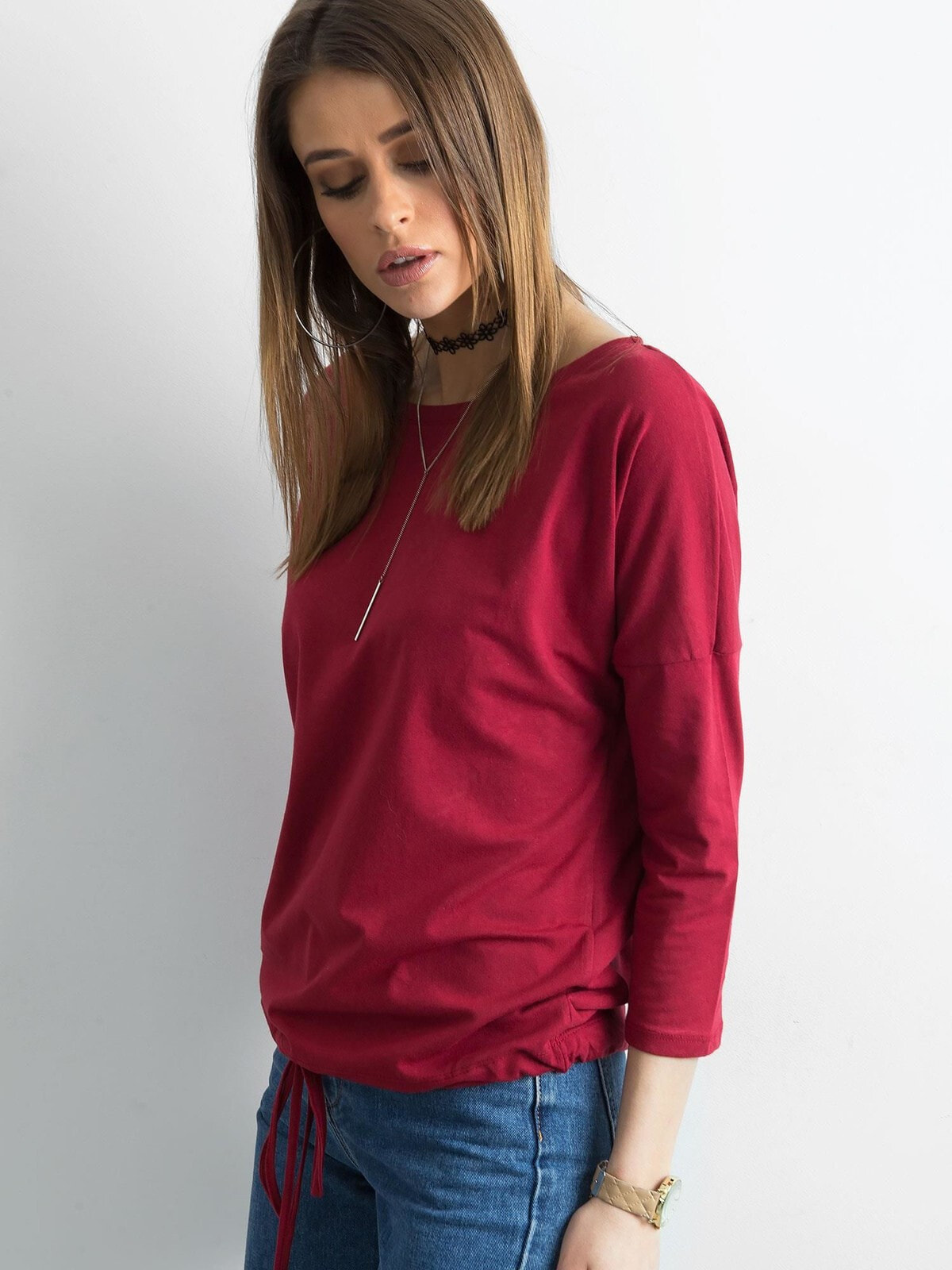 Женская блузка приталенного кроя на завязках - красная Factory Price