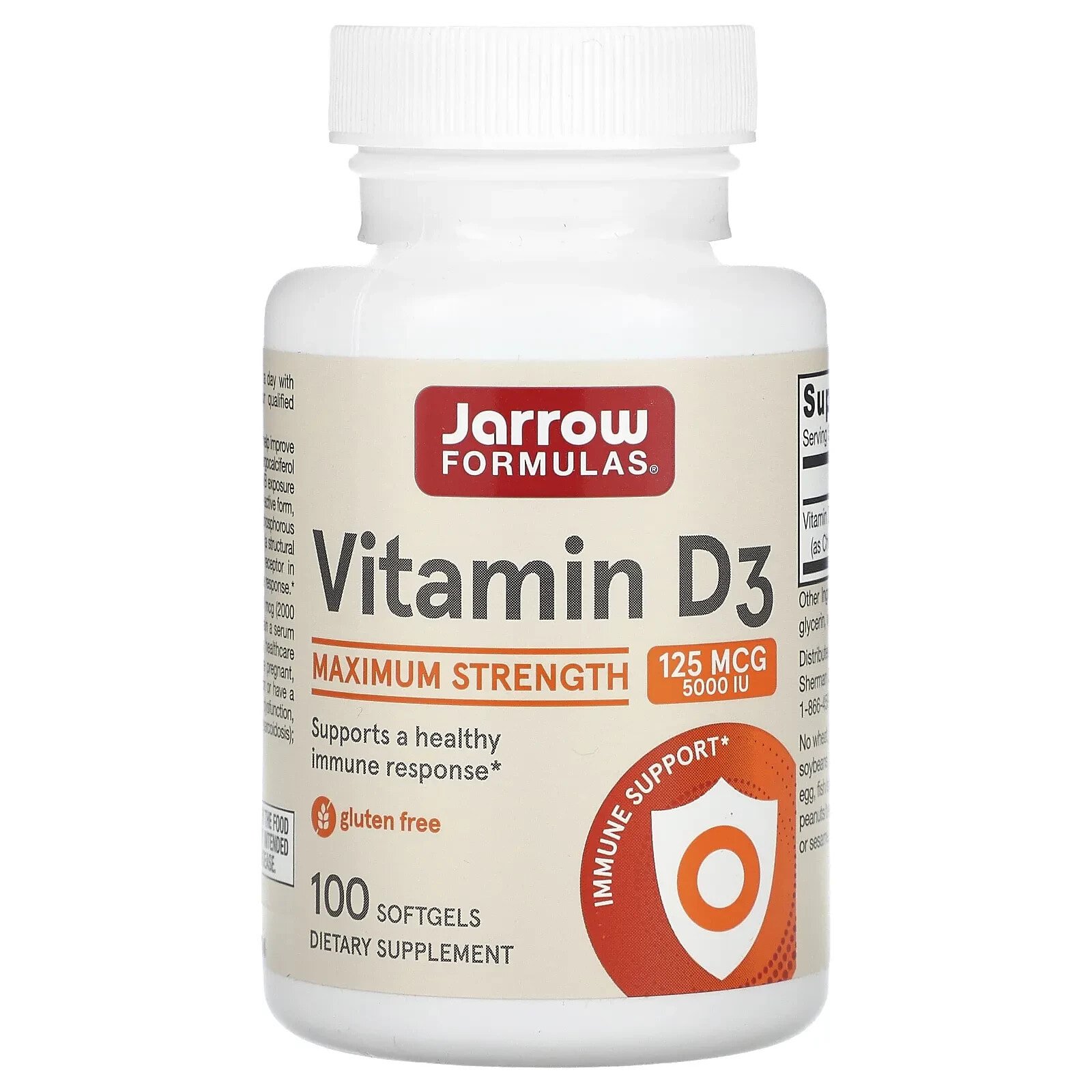 Vitamin D3, Ultra Strength, 62.5 mcg (2,500 IU), 100 Softgels