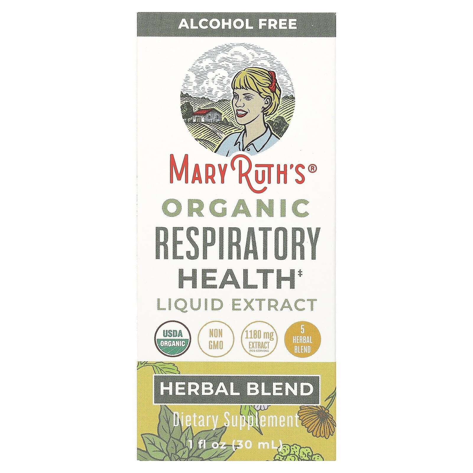 Organic Respiratory Health Liquid Extract, Alcohol Free, 1,180 mg, 1 fl oz (30 ml)