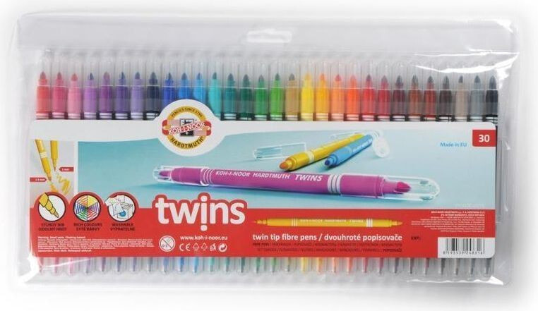 Koh I Noor Twins Markers, Double-Sided, 30 Colors (238656)