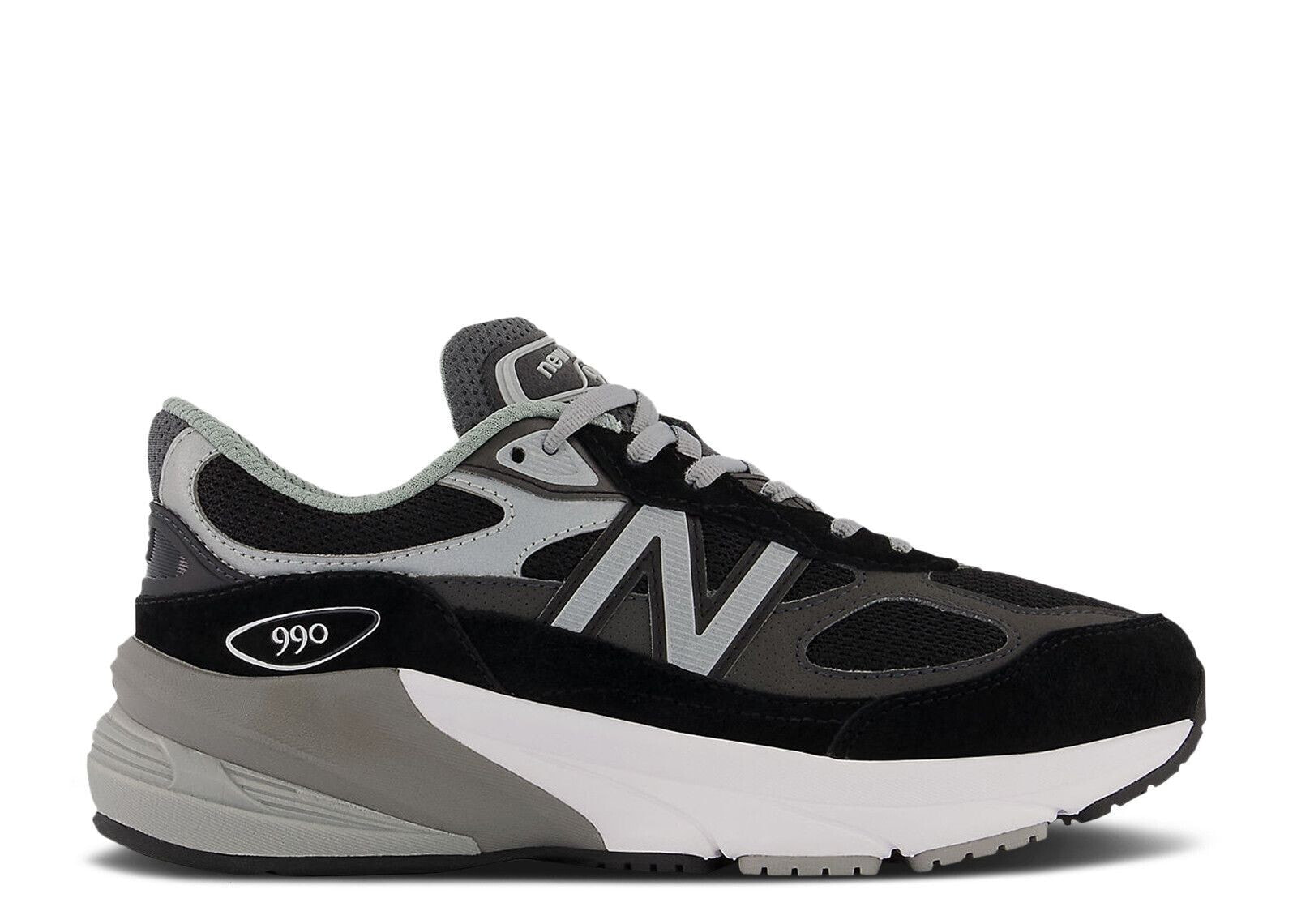 New Balance 990v6 Big Kid Wide 'Black Silver'