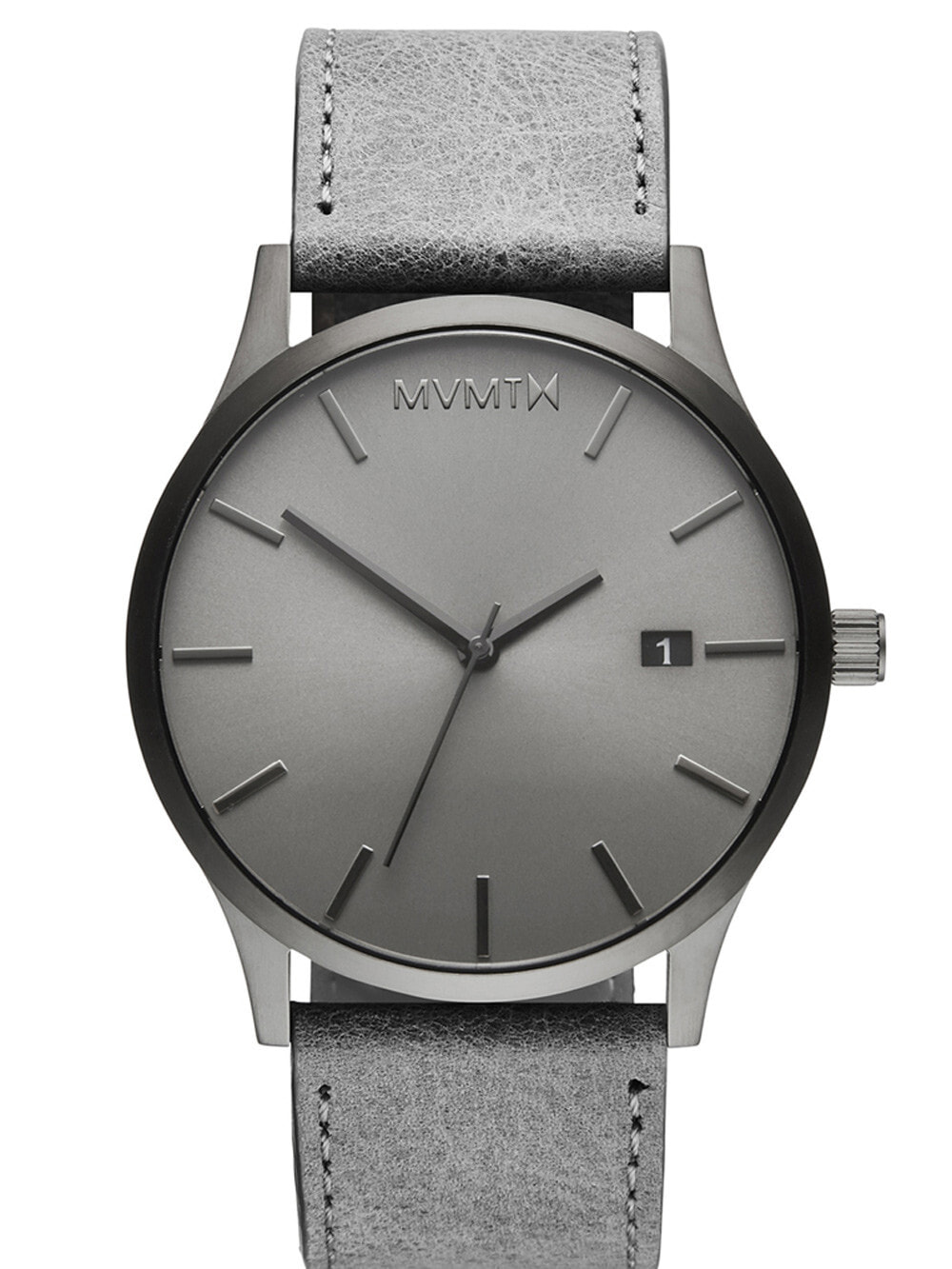 Мужские наручные часы с серым кожаным ремешком  MVMT D-MM01-GRGR Classic Monochrome Mens 45mm 3ATM