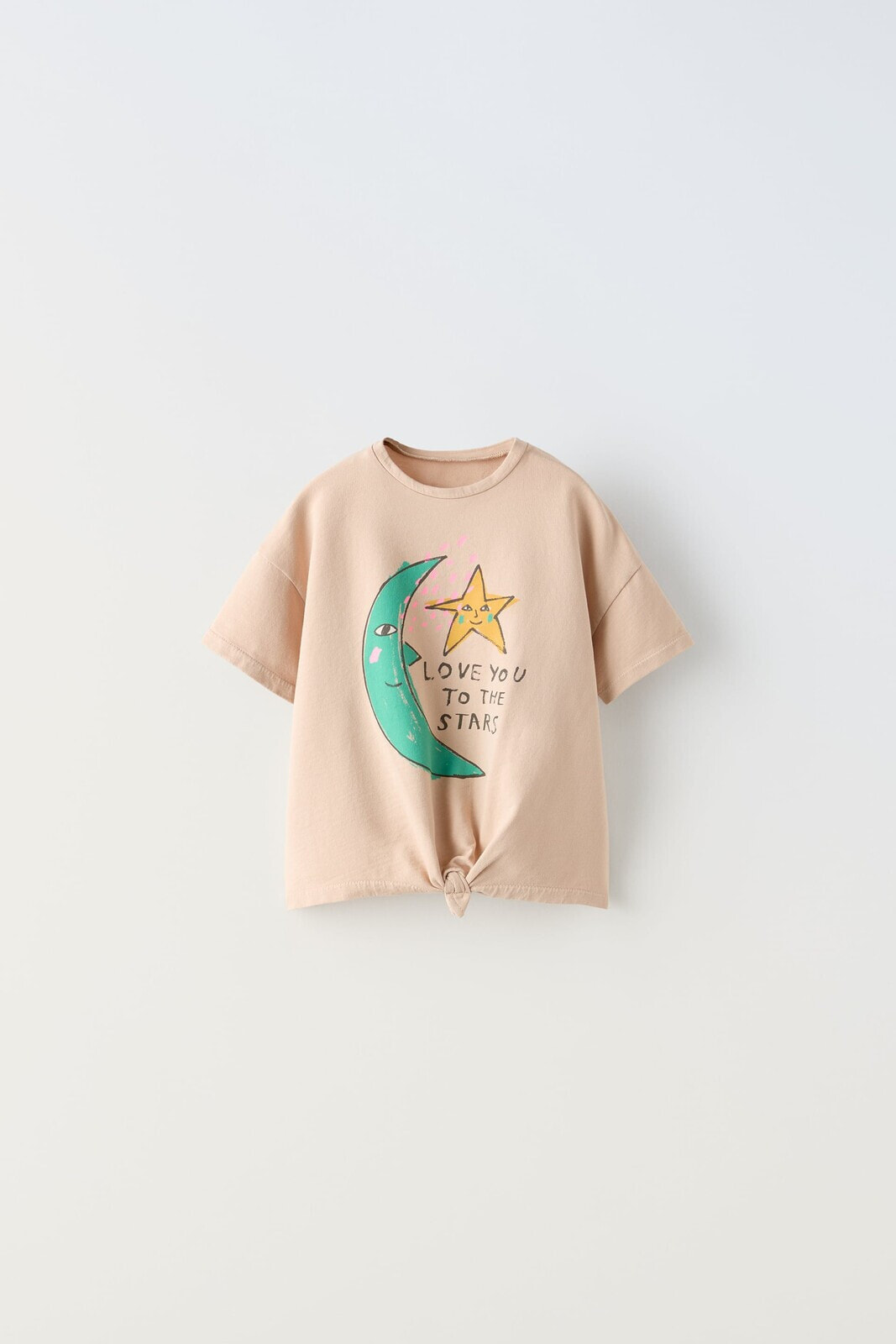 Knotted t-shirt with moon and star print