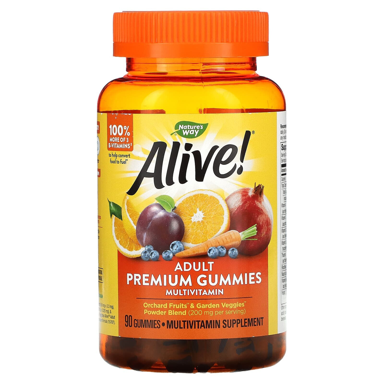 Натурес Вэй, Alive! жевательный мультивитамин для взрослых, фруктовый вкус, 90 жевательных мармеладок