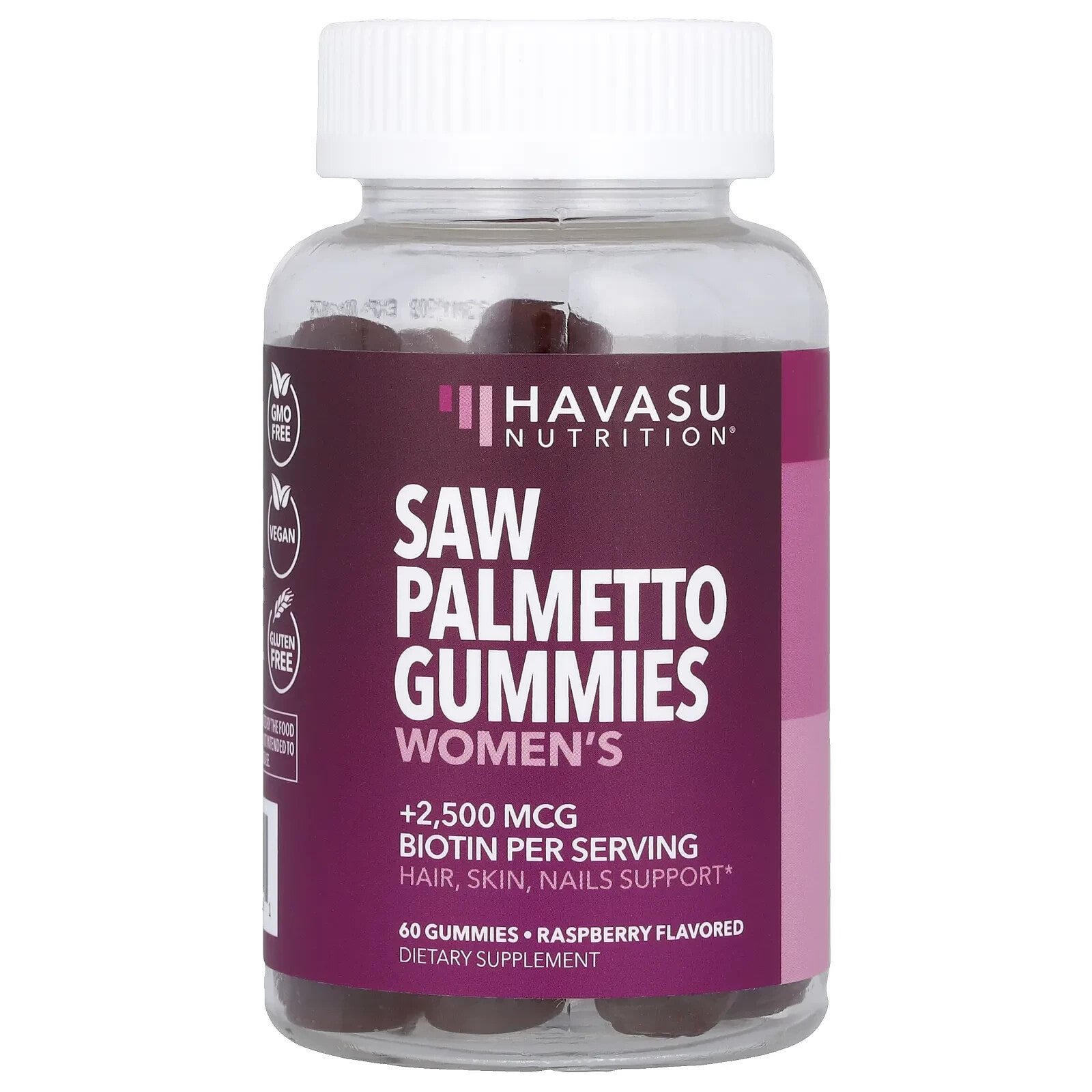 Women's, Saw Palmetto Gummies, Raspberry, 60 Gummies