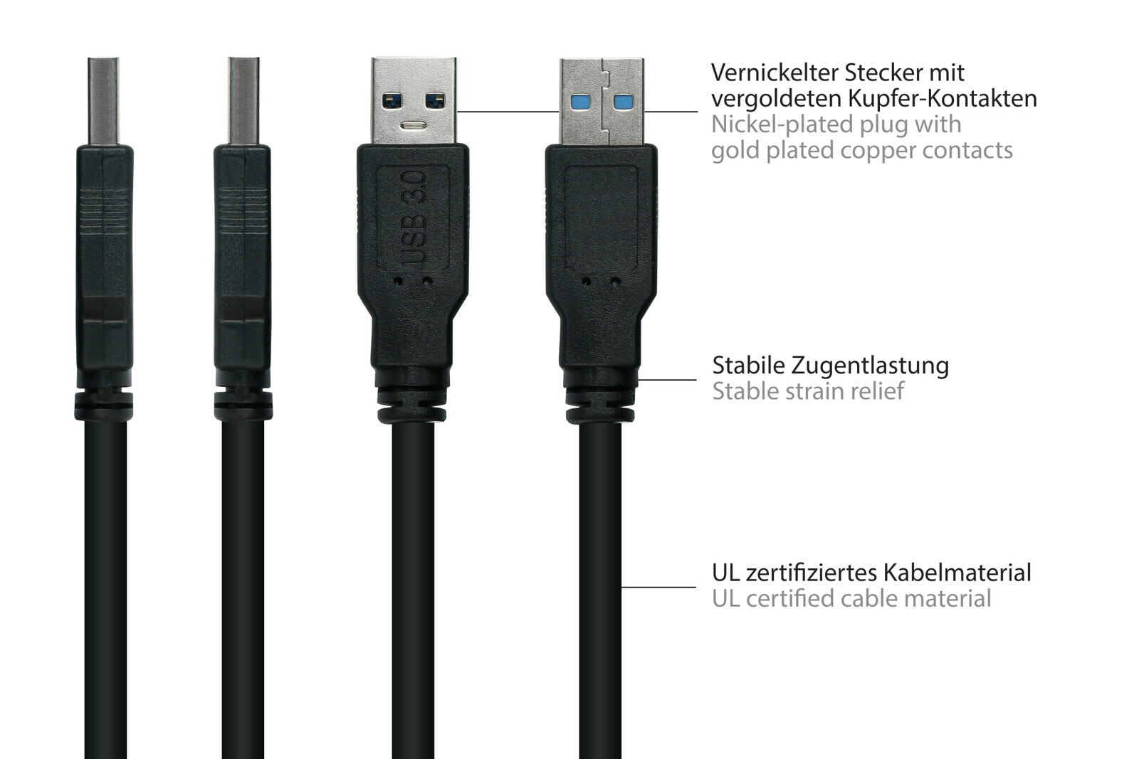 UK30P-AEA-003S - 0.3 m - USB A - USB A - USB 3.2 Gen 1 (3.1 Gen 1) - 5000 Mbit/s - Black