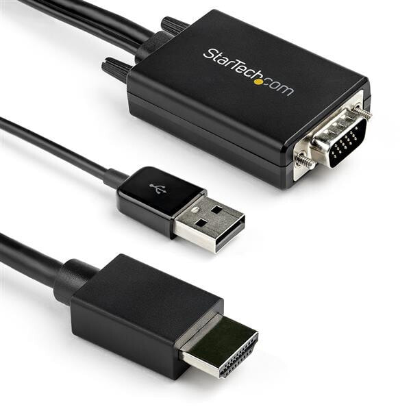 StarTech.com VGA2HDMM2M видео кабель адаптер 2 m USB Type-A + VGA (D-Sub) HDMI Тип A (Стандарт) Черный
