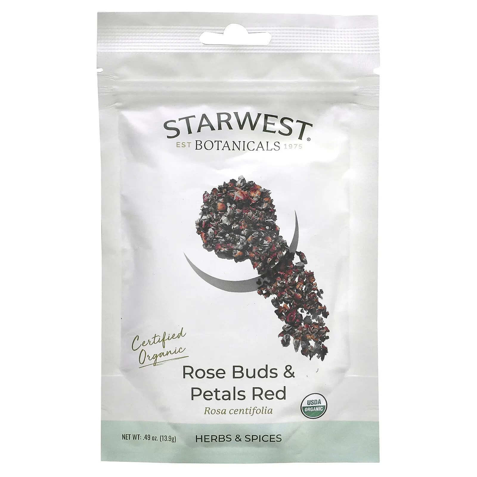Starwest Botanicals, Органические красные бутоны и лепестки роз, 13,9 г (0,49 унции)