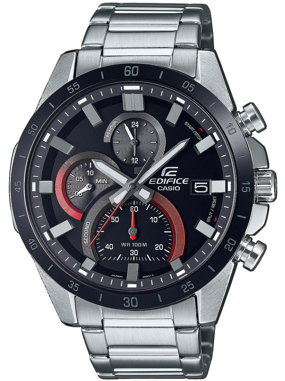Мужские наручные часы с серебряным браслетом Casio EFR-571DB-1A1VUEF Edifice chrono 40mm 10ATM