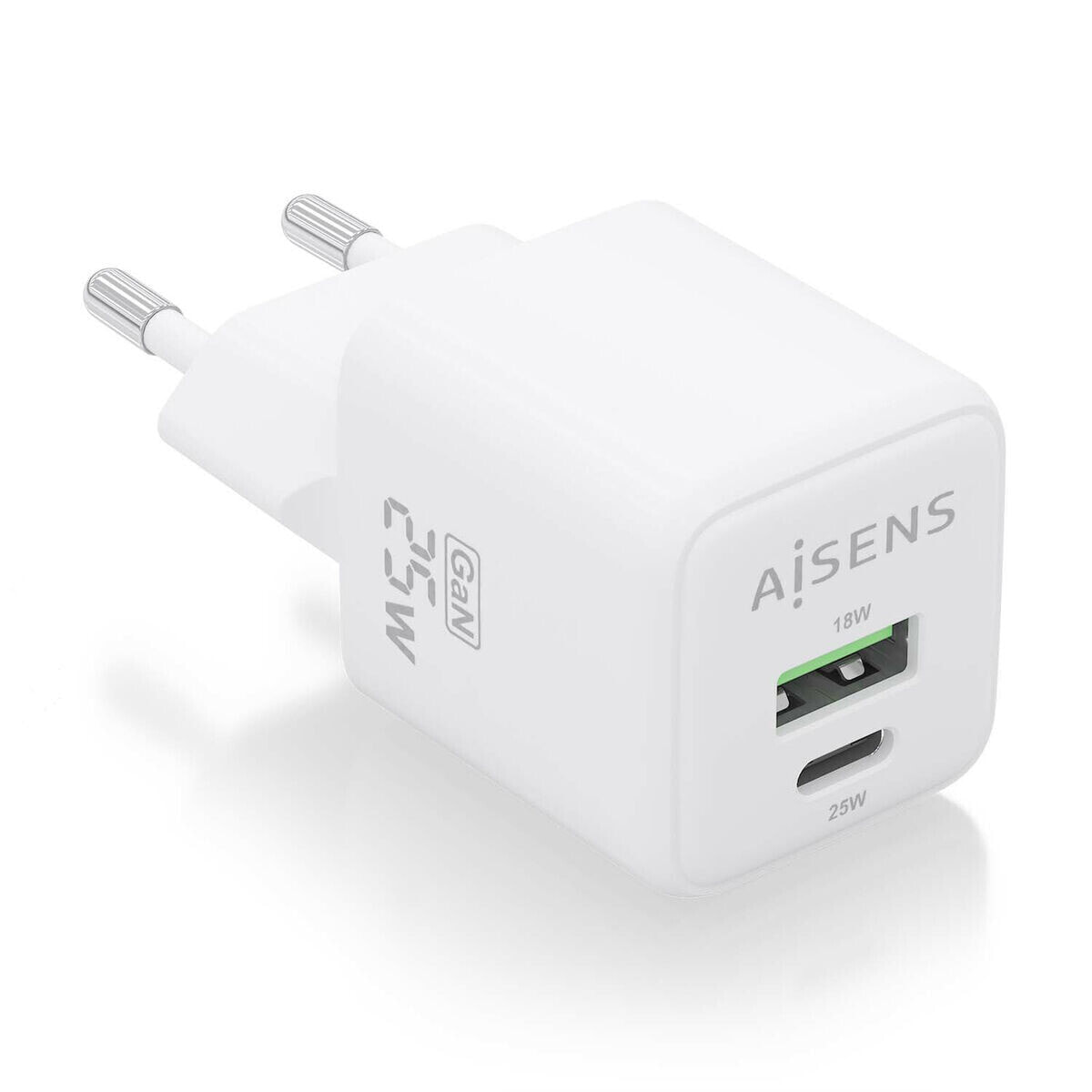 AISENS ASCH-25W2P014-W зарядное устройство для мобильных устройств Универсальная Белый Кабель переменного тока Быстрая зарядка Для помещений