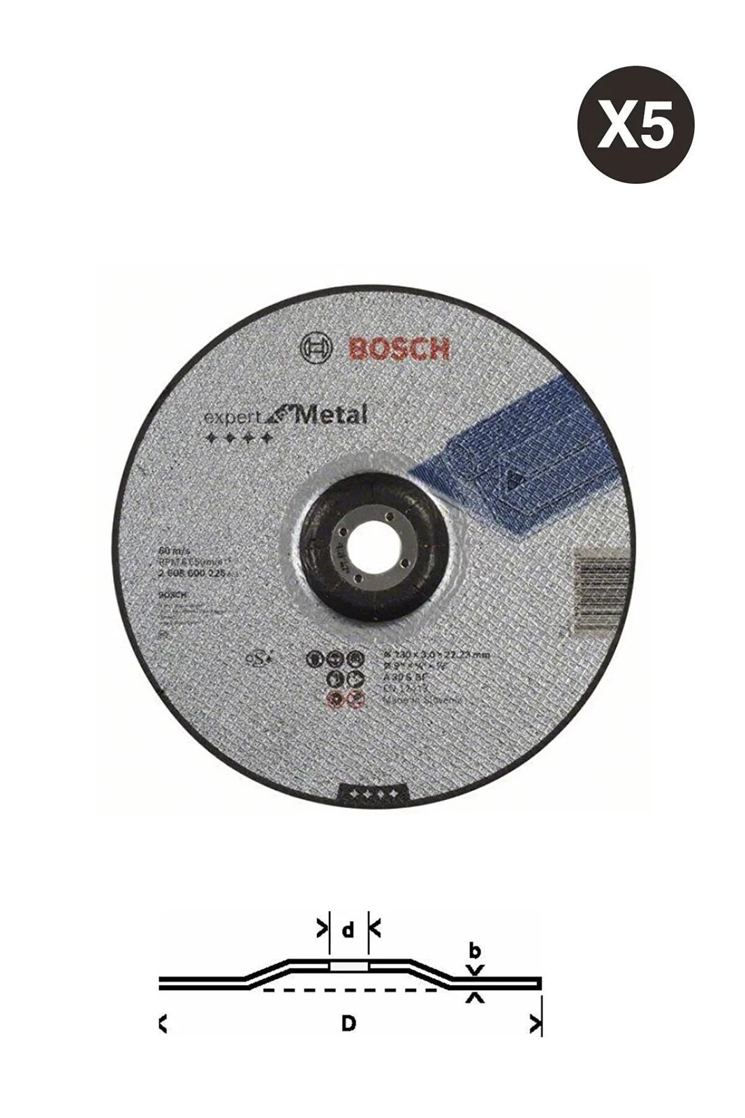 - 5 Adet 230*3,0 Mm Expert Serisi Bombeli Metal Kesme Diski (taş)