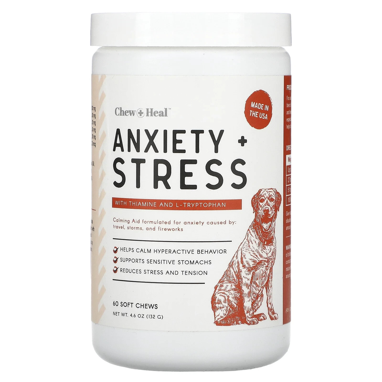 Chew + Heal, Anxiety + Stress, For Dogs, 30 Soft Chews, 2.3 oz (66 g)