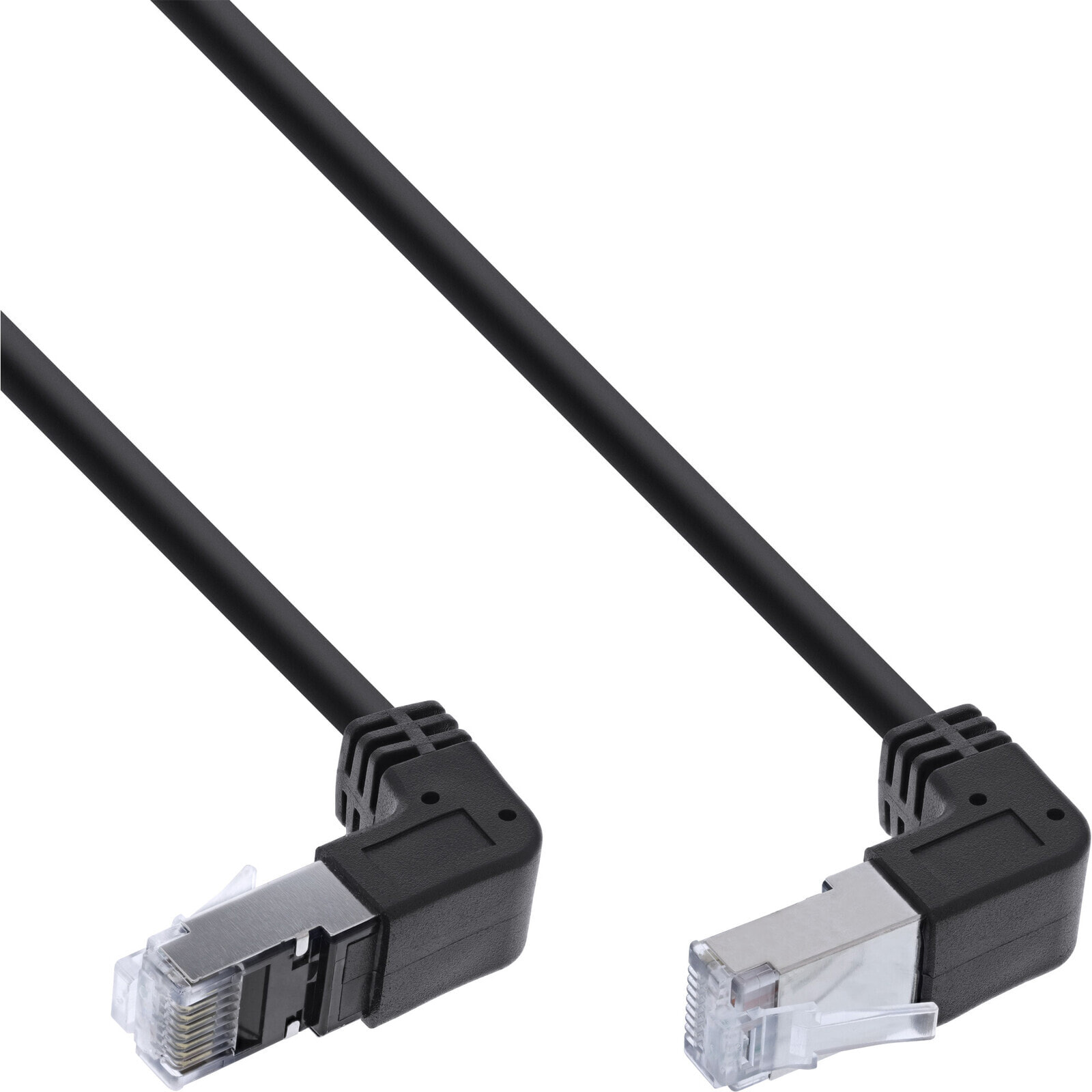Patch cable up/down angled - S/FTP (PiMf) - Cat.6 - black - 0.15m