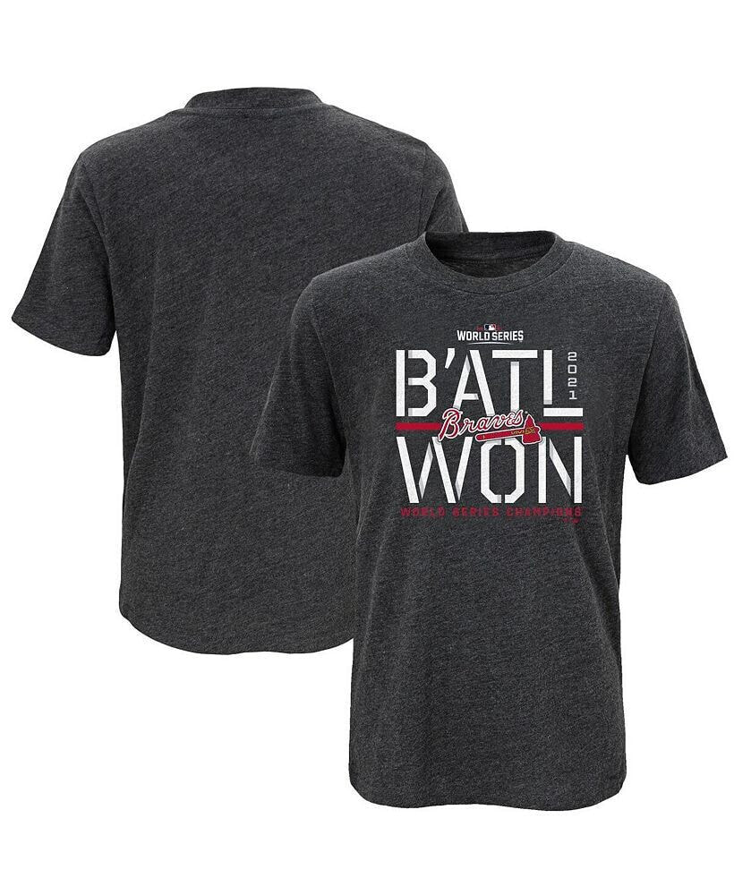 Fanatics big Boys Charcoal Atlanta Braves 2021 World Series Champions Stealing Home T-shirt