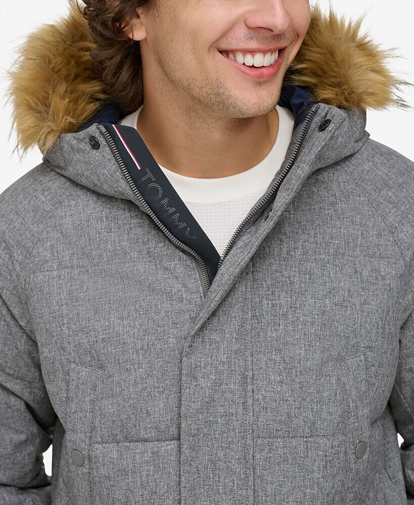 Tommy hilfiger arctic cloth faux fur on sale trim long parka