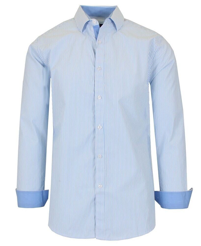 Galaxy By Harvic men's Long Sleeve Pinstripe Dress Shirt