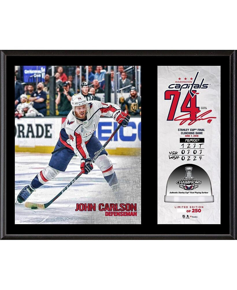 Fanatics Authentic john Carlson Washington Capitals 2018 Stanley Cup Champions 12'' x 15'' Plaque with Game-Used Ice from 2018 Stanley Cup Final - Limited Edition of 250