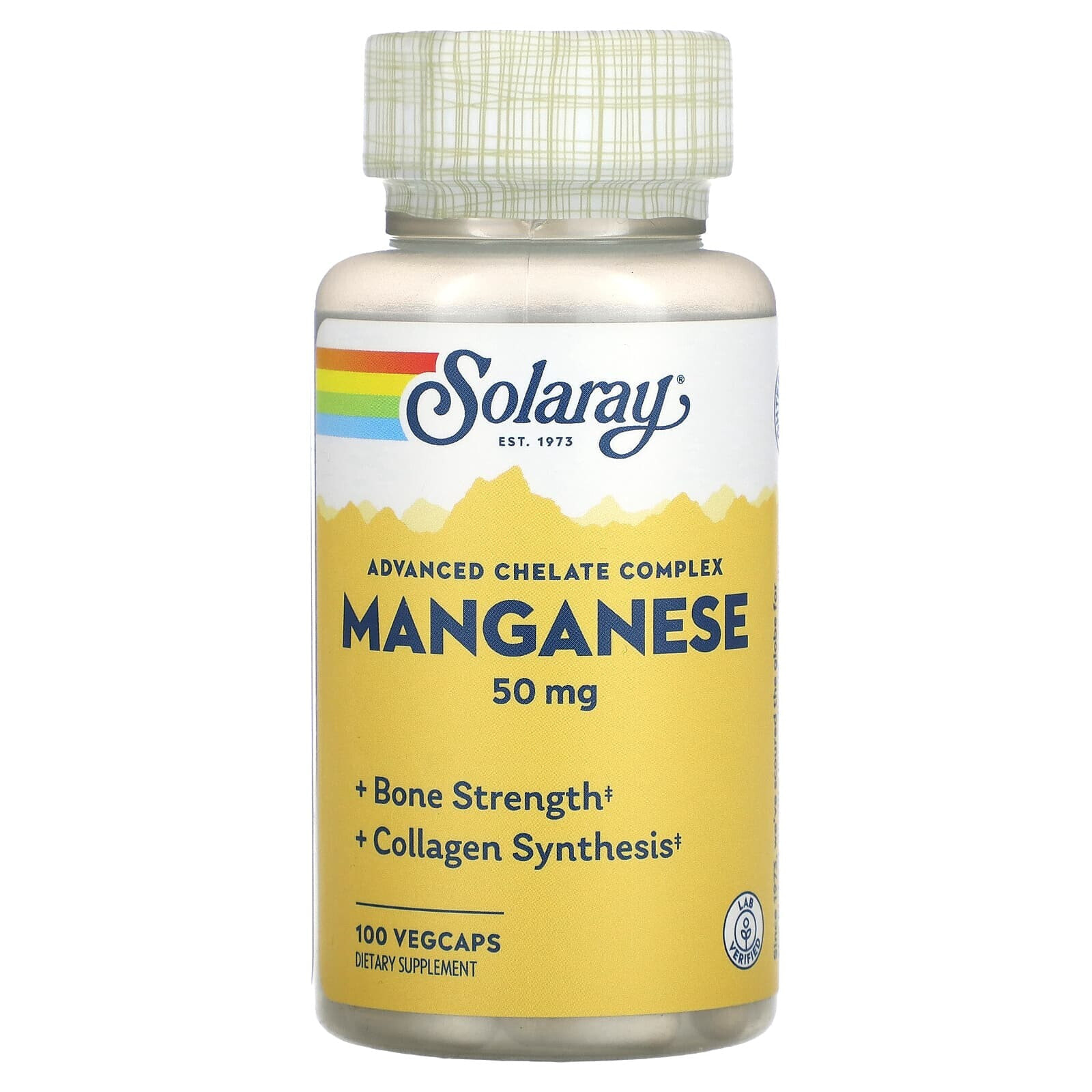 Solaray, Марганец, улучшенный хелатный комплекс, 50 мг, 100 растительных капсул