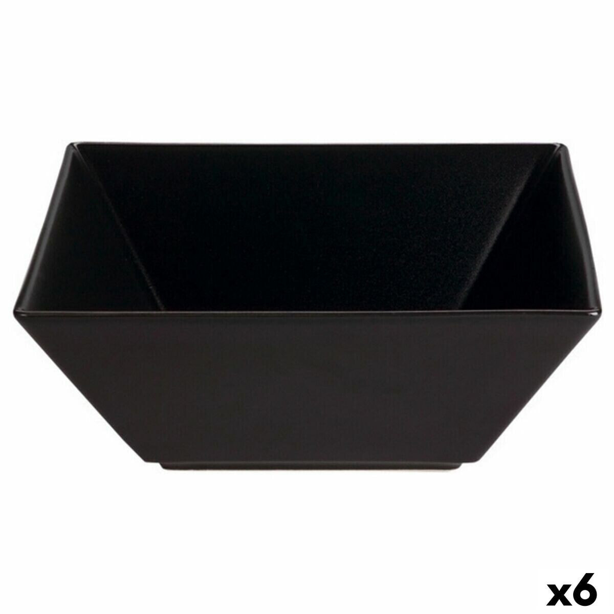 Salad Bowl Stoneware Black Ceramic 22 x 22 x 9 cm (6 Units)