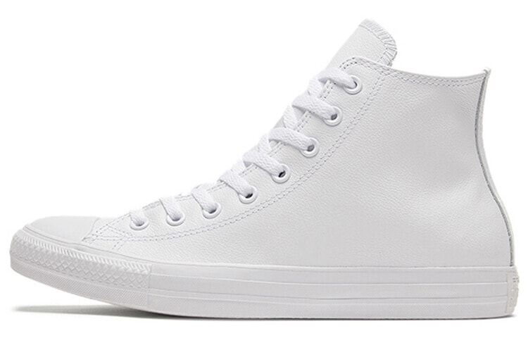 Converse Chuck Taylor All Star Leather 防滑耐磨 高帮 板鞋 男女同款 纯白 / Кроссовки Converse Chuck Taylor 1T406