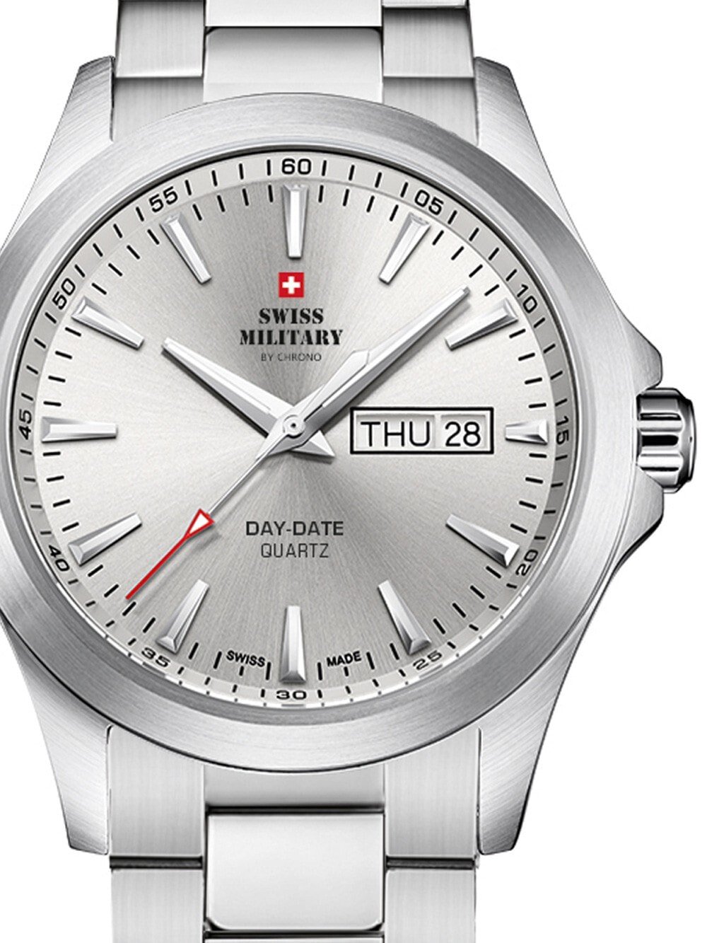 Мужские наручные часы с серебряным браслетом Swiss Military SMP36040.23 Mens 42mm 5ATM