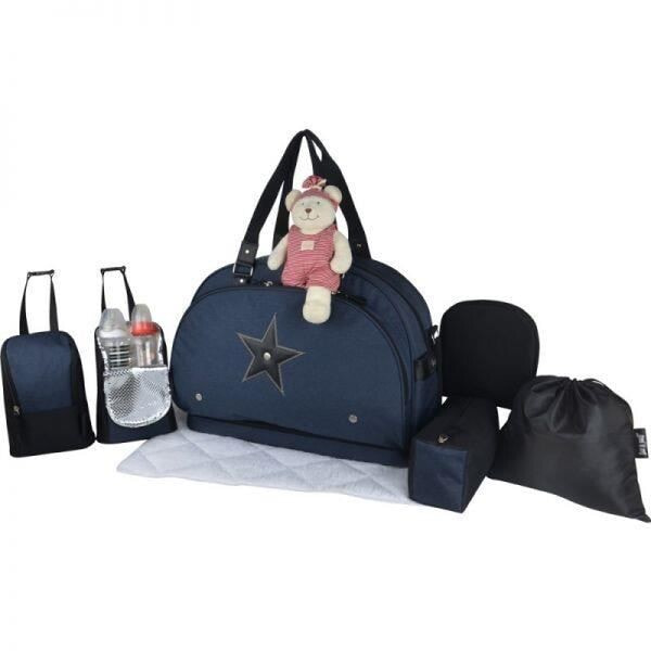 Baby on Board - Сумка для подгузников - Weekend Team Moonlight - Детская дорожная сумка - Heather Navy Black Кожаные детали Подходит для большой сумки