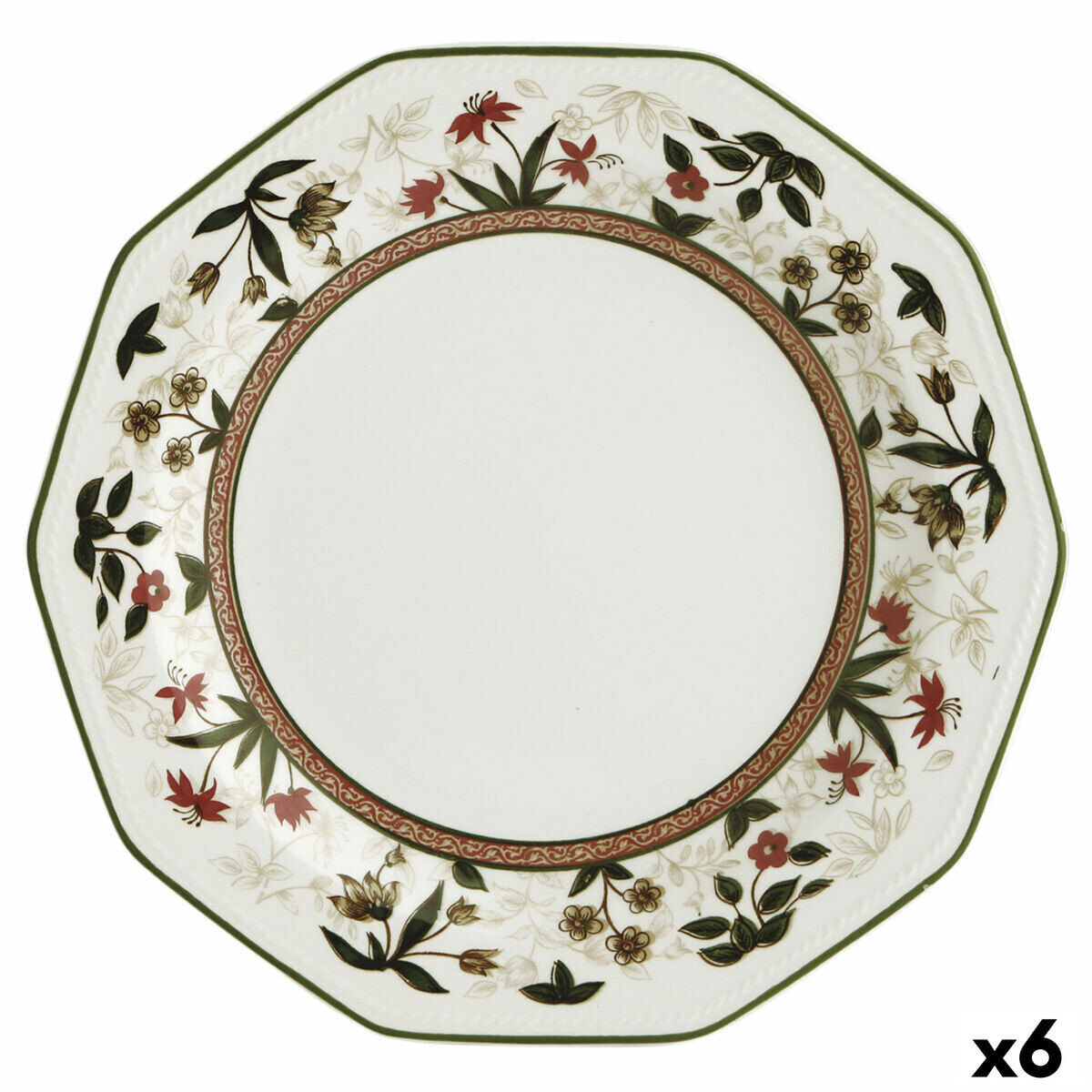 Flat Plate Queen´s By Churchill Assam Floral Ceramic China crockery Ø 27 cm (6 Units)
