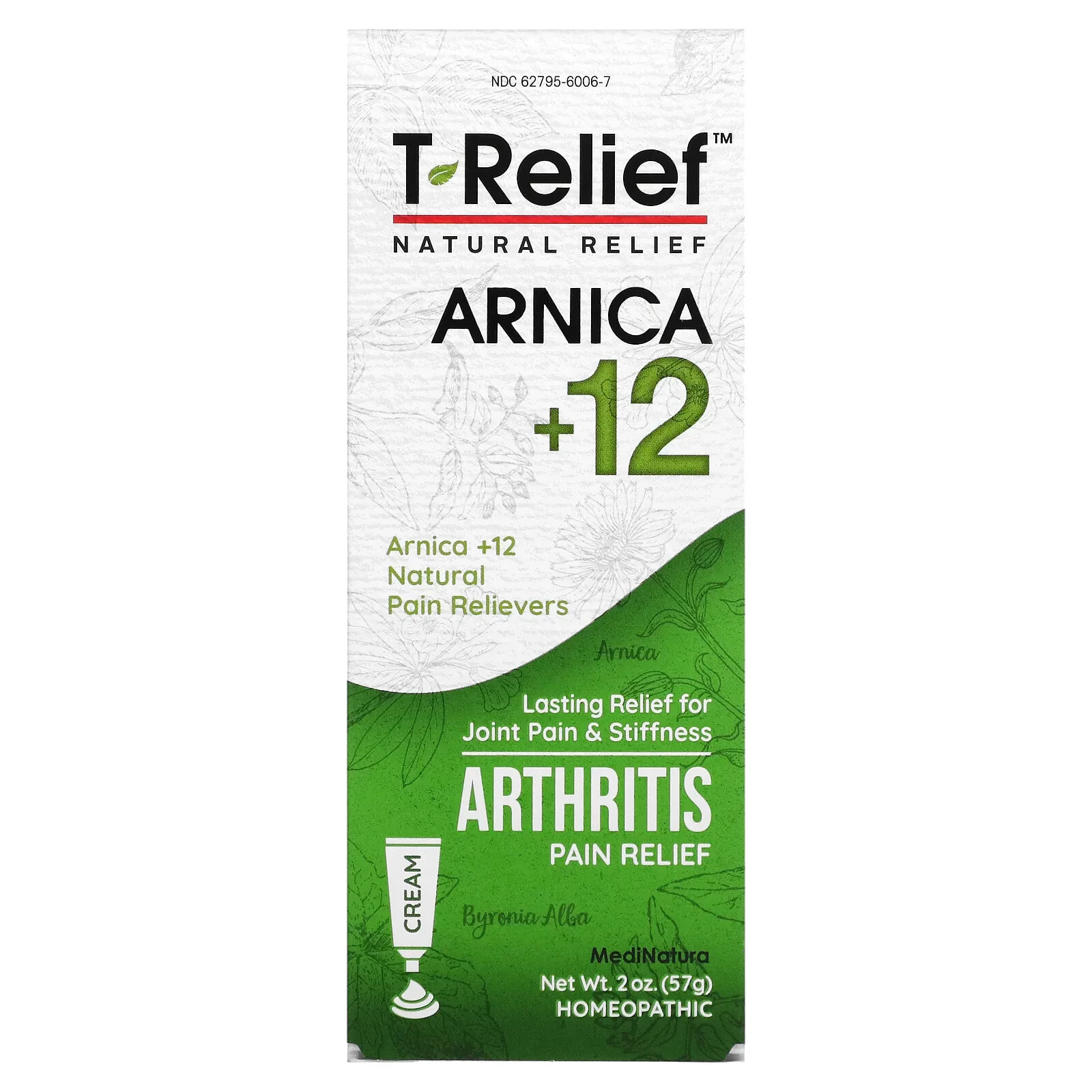 MediNatura, T-Relief, Arnica +12, Arthritis Pain Relief Cream, 2 oz (57 g)