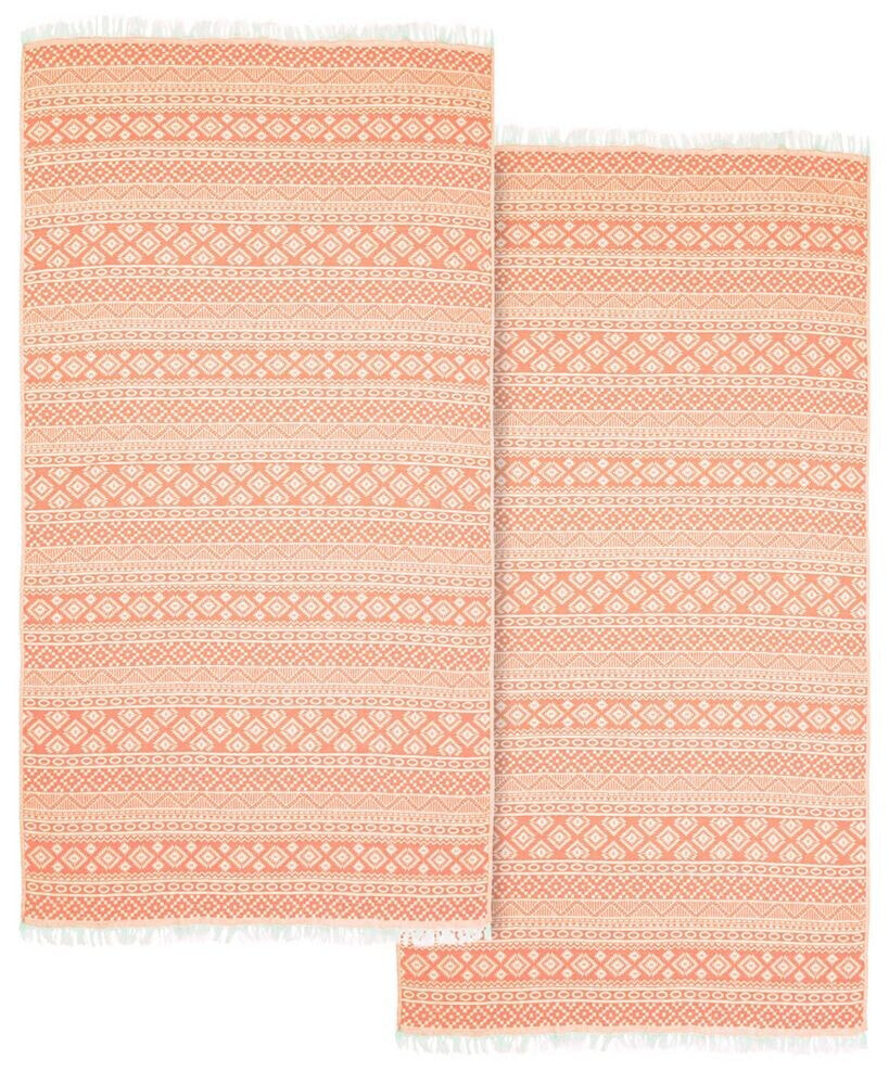 Linum Home textiles Sea Breeze Pestemal Pack of 2 100% Turkish Cotton Beach Towel
