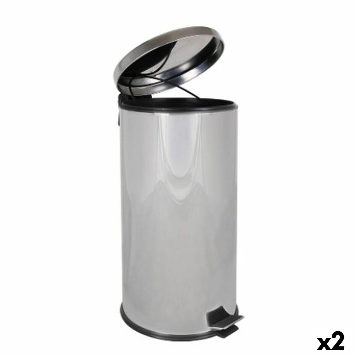 Waste bin Confortime Silver 40 L (2 Units)