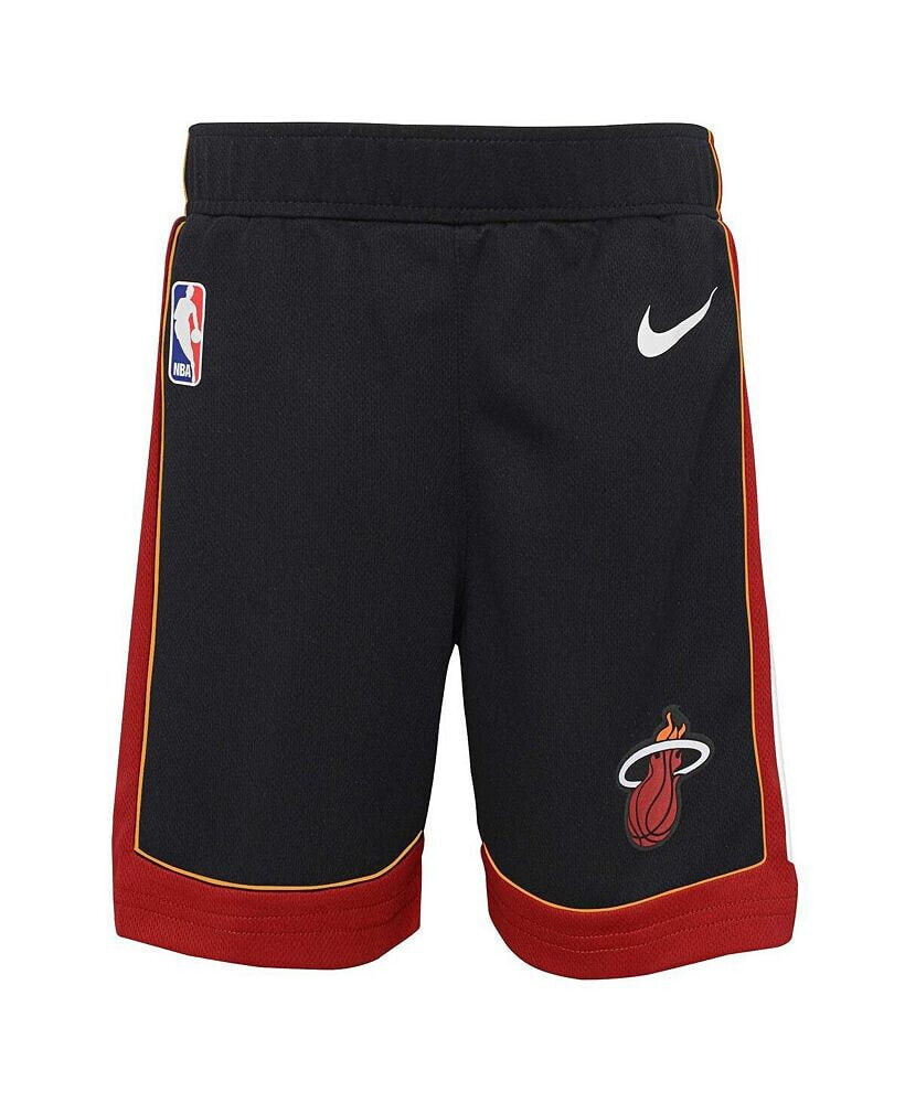 Nike little Boys and Girls Black Miami Heat Icon Replica Shorts