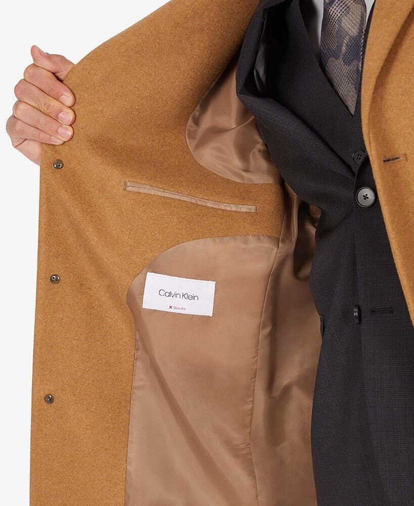 Calvin klein men's slim fit wool blend overcoat jacket sale