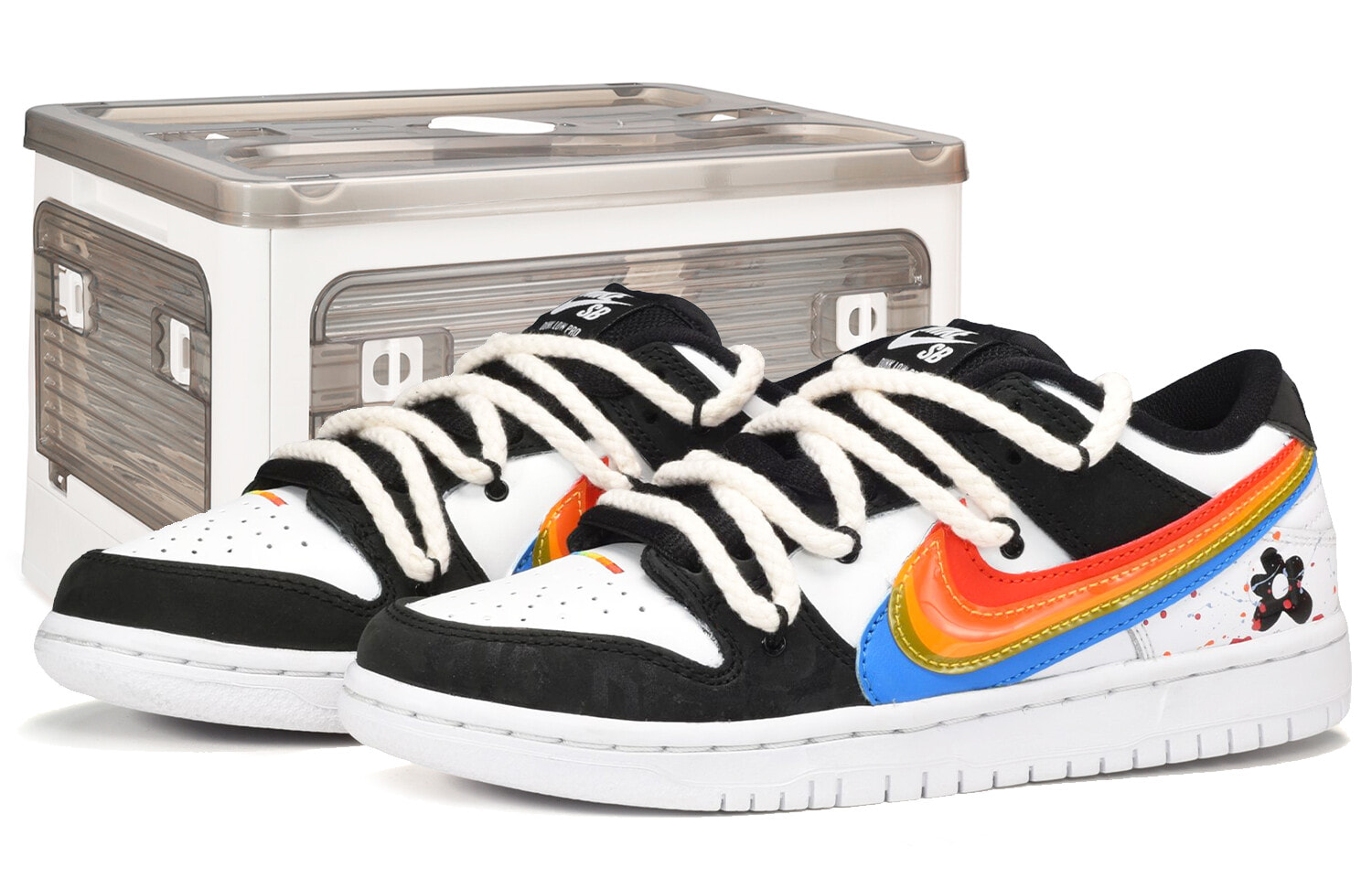 【定制球鞋】 Polaroid/宝丽来 x Nike Dunk SB Low 情人节 卡斯制造 泼墨花朵 低帮 板鞋 男女同款 黑白 / Кроссовки Nike Dunk SB DH7722-001