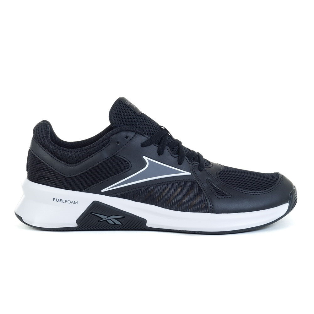 Мужские кроссовки спортивные для бега черные текстильные с белой подошвой Reebok Advanced Trainer