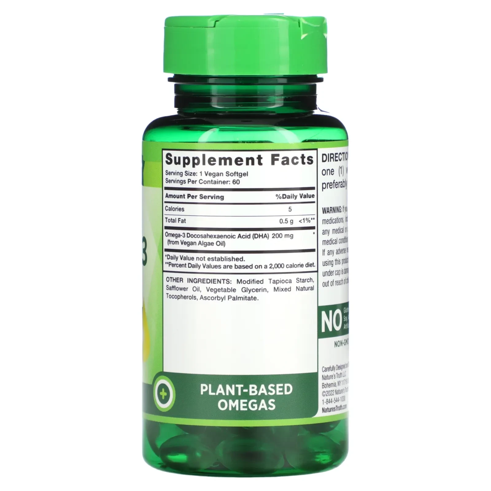 Vegan Omega-3 Algae Oil with DHA, 60 Vegan Softgels