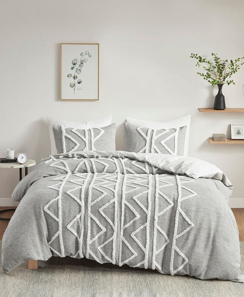 INK+IVY hayes Chenille 3-Piece Cotton Duvet Cover Set, Full/Queen