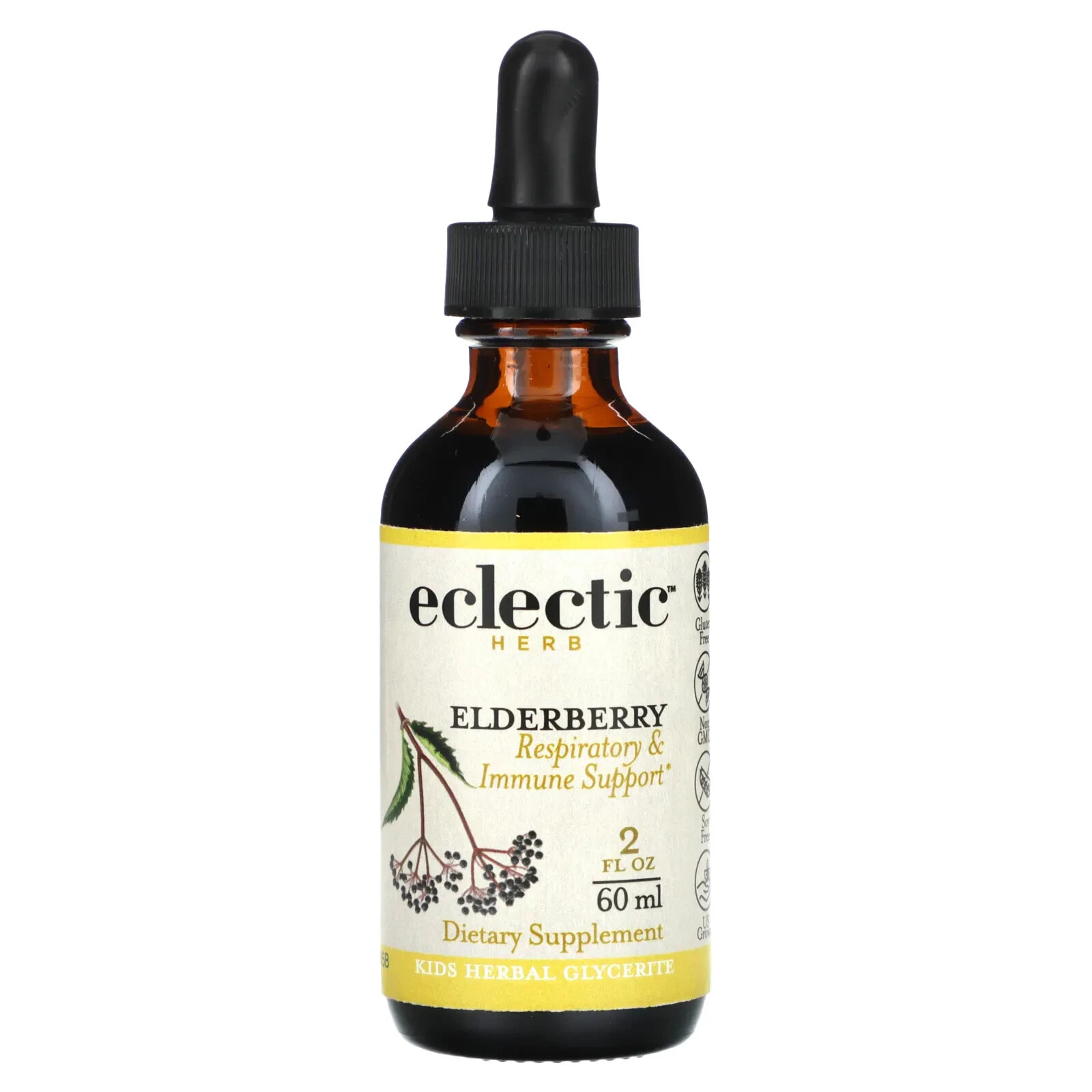 Kid's Herbal Glycerite, Elderberry, 2 fl oz (60 ml)