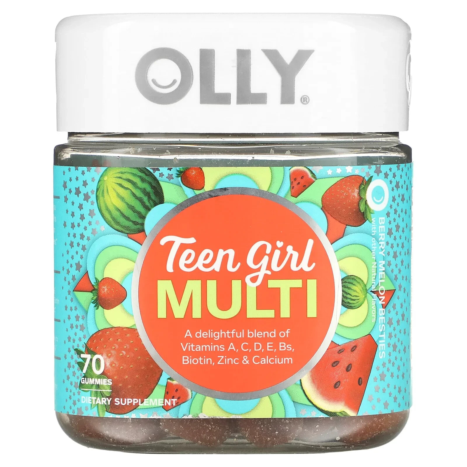 OLLY, Teen Girl Multi, Berry Melon Besties, 70 Gummies