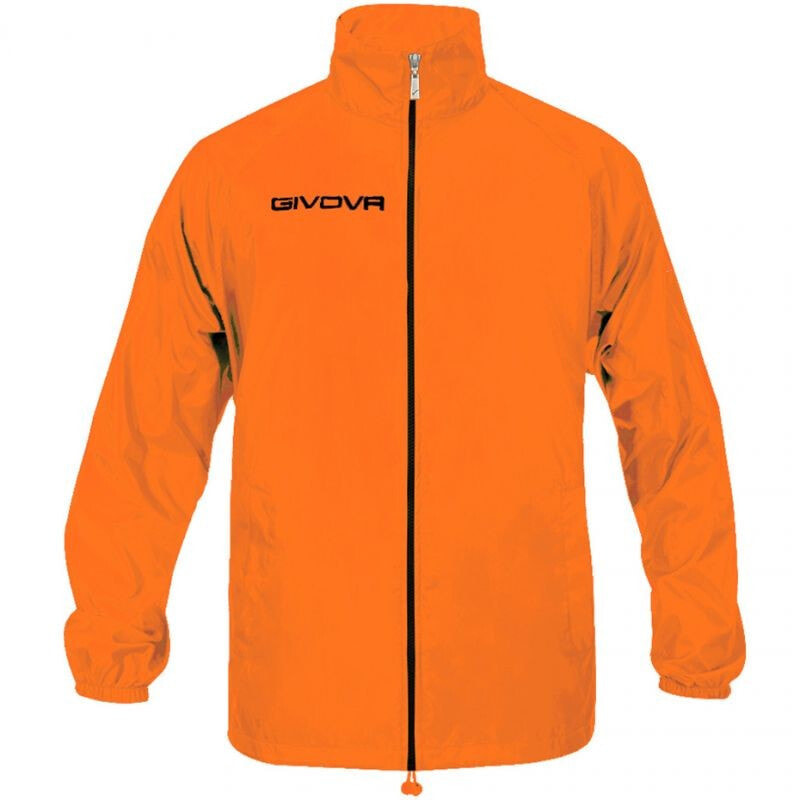 Мужская ветровка оранжевая спортивная без капюшона Jacket Givova Rain Basico Fluo RJ001 0028